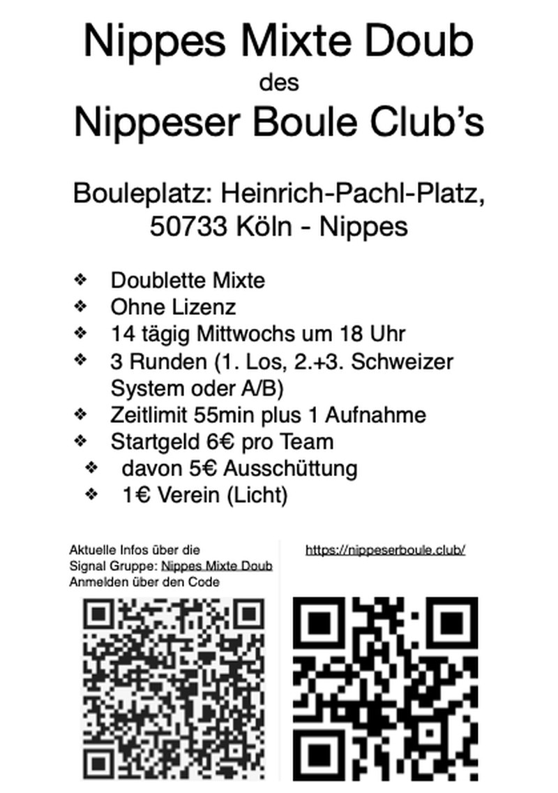 Nippes Mixte Doub startet am 4.3.2026 in die neue Saison