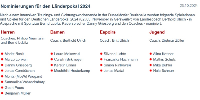 Jonas nominiert für den Länderpokal 2024